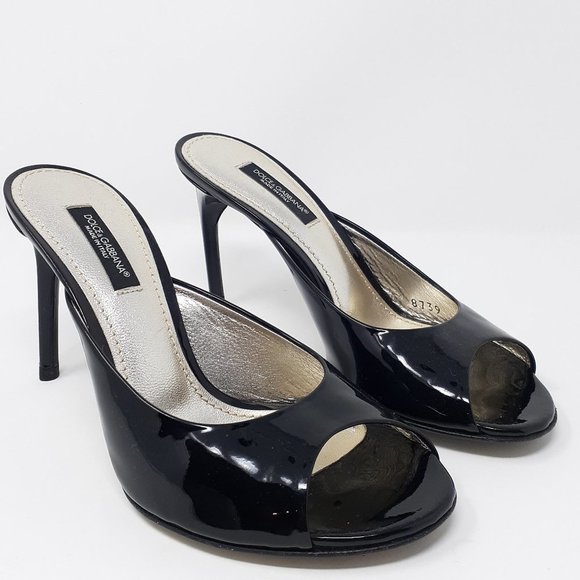 DOLCE & GABBANABlack Paten Leather Sandals